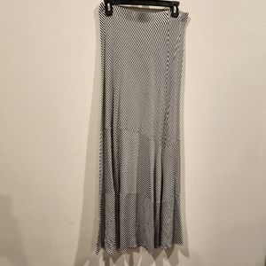 Chicos navy/white striped maxi long skirt size med